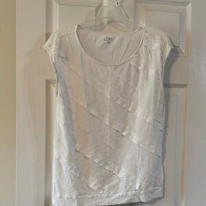 LOFT Women's White Textured Short Sleeve Tee